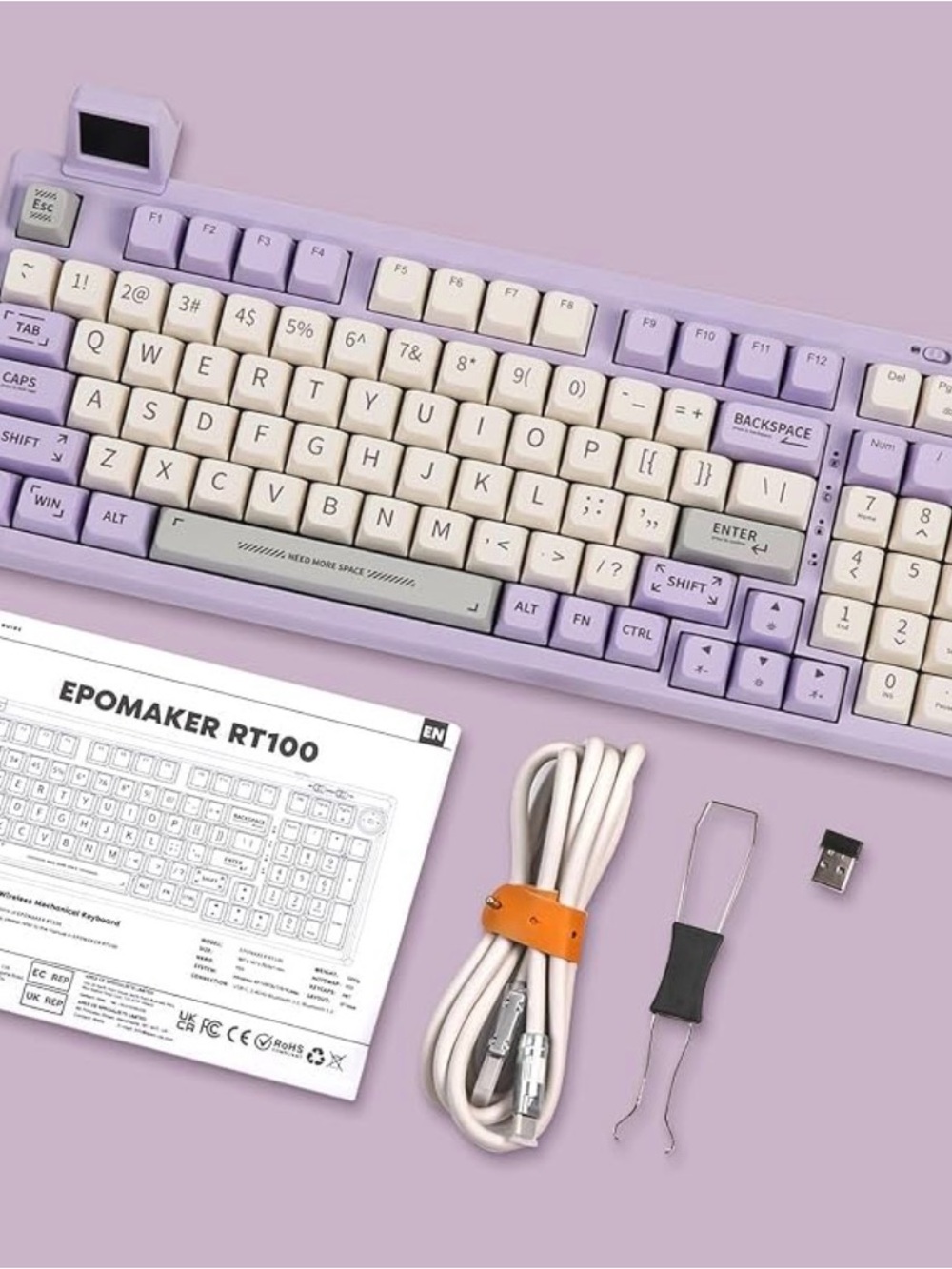 EPOMAKER Wireless Gaming Keyboard - Lavender & Cream